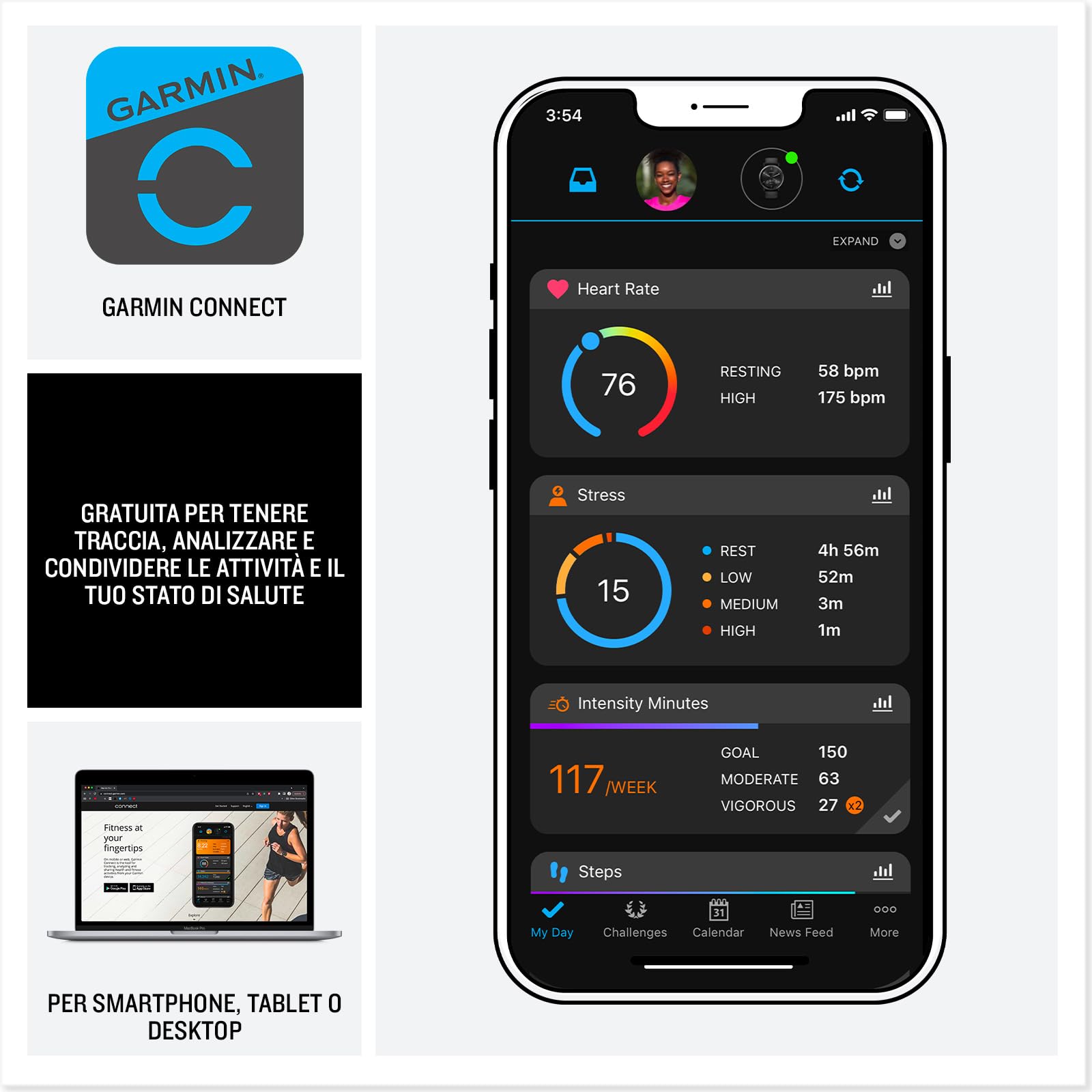 Garmin V  Voactive 5, Health And Fitness Gps Smartwatch, Amoled Display, Up To 11 Days Of Battery, Navy